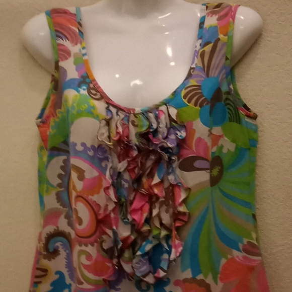 Trina Turk Printed Ruffled Silk Top - Picture 4 of 15